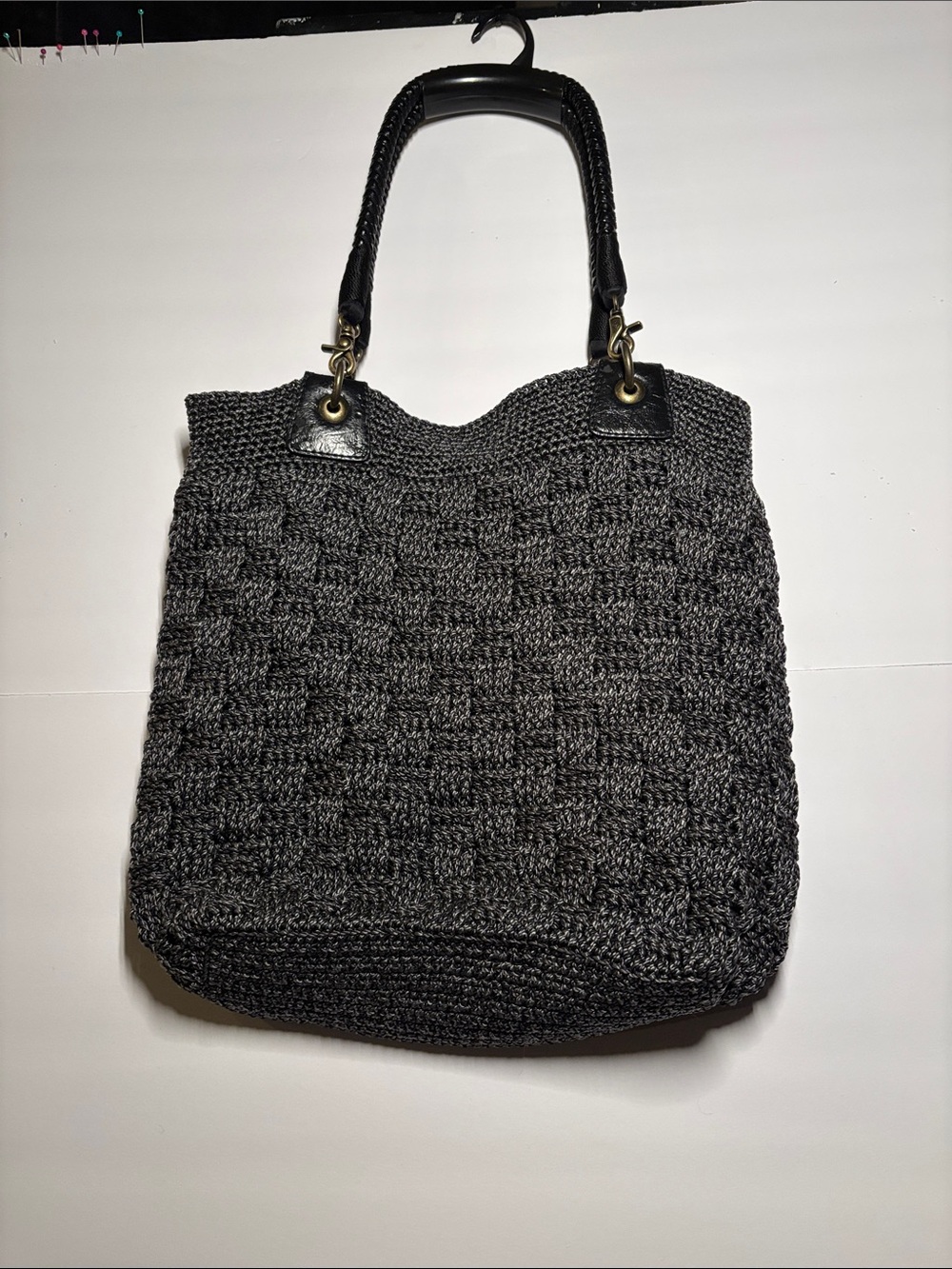 The Sak Black and White Woven Handbag